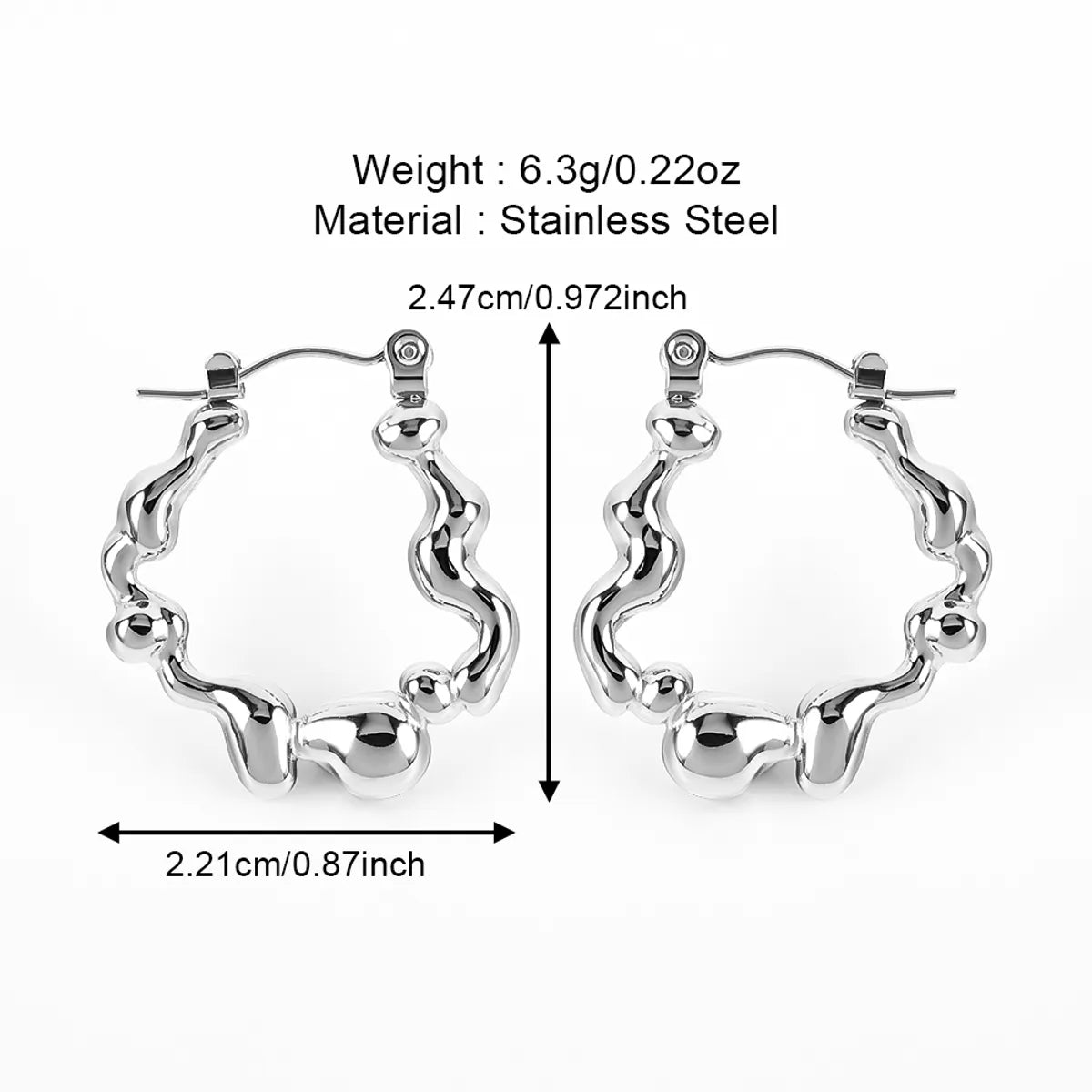 1 Pair Casual Simple Style Solid Color Polishing 304 Stainless Steel Earrings