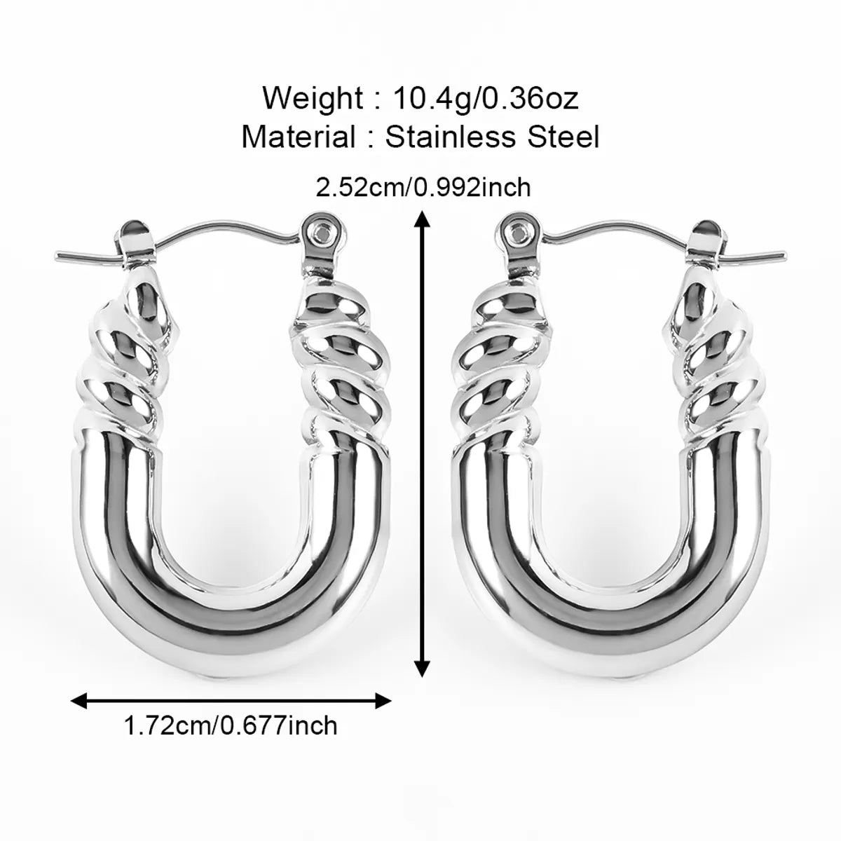 1 Pair Casual Simple Style Solid Color Polishing 304 Stainless Steel Earrings