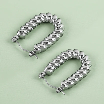 1 Pair Casual Simple Style Solid Color Polishing 304 Stainless Steel Earrings