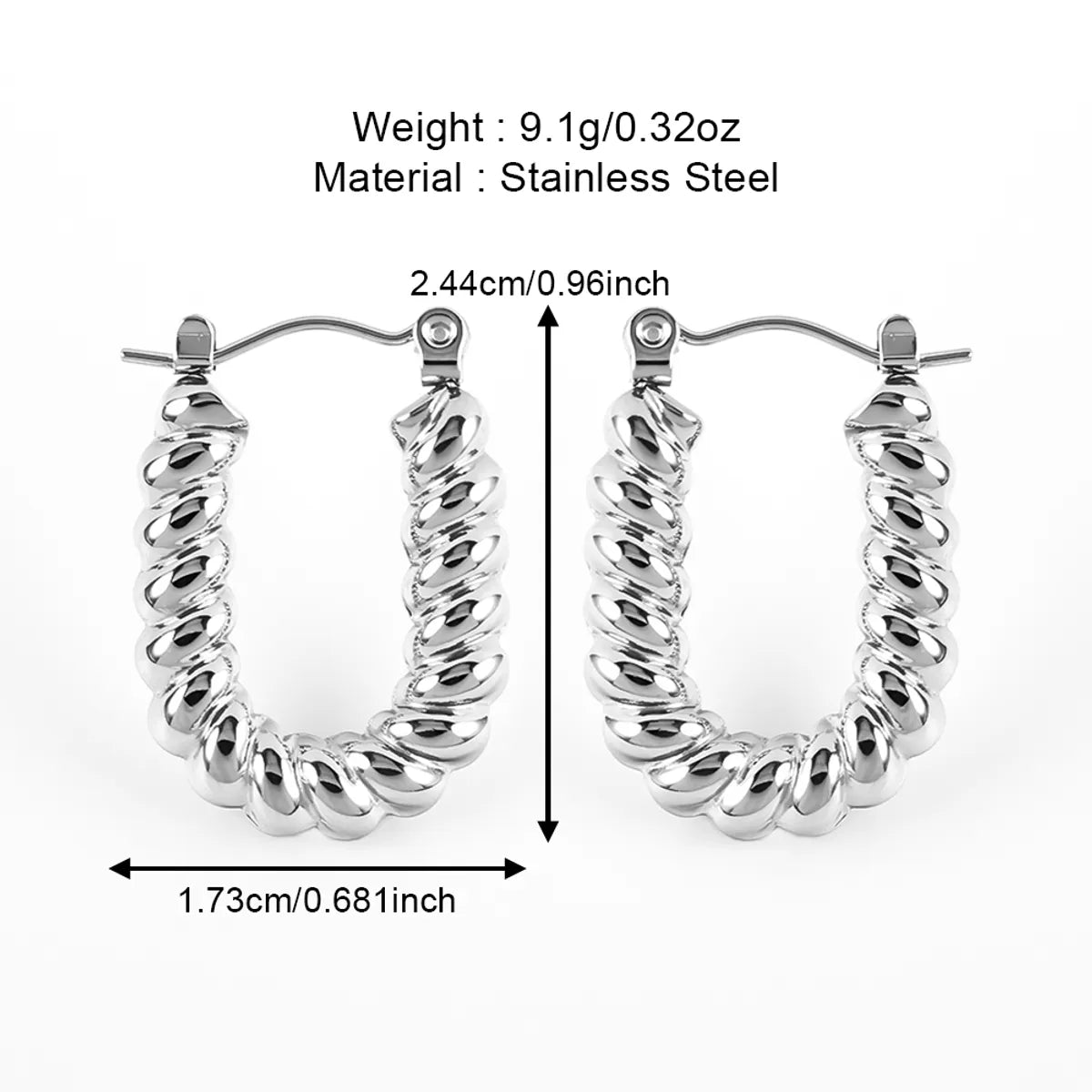 1 Pair Casual Simple Style Solid Color Polishing 304 Stainless Steel Earrings