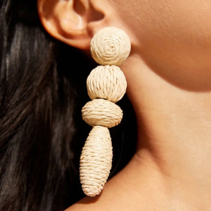 1 Pair Casual Simple Style Solid Color Raffia Drop Earrings