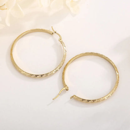 1 Pair Casual Simple Style Solid Color Stainless Steel Plating 18k Gold Plated Hoop Earrings