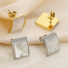 1 Pair Casual Simple Style Square Inlay 304 Stainless Steel Shell 18K Gold Plated Ear Studs