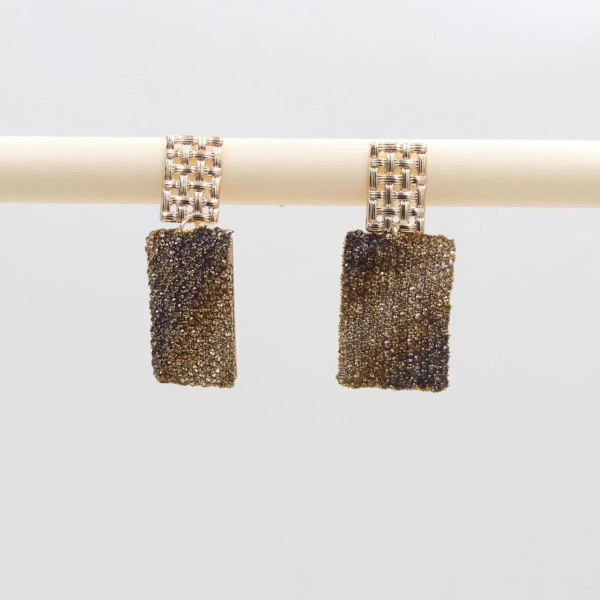 1 Pair Casual Simple Style Square Inlay Alloy Rhinestones Drop Earrings