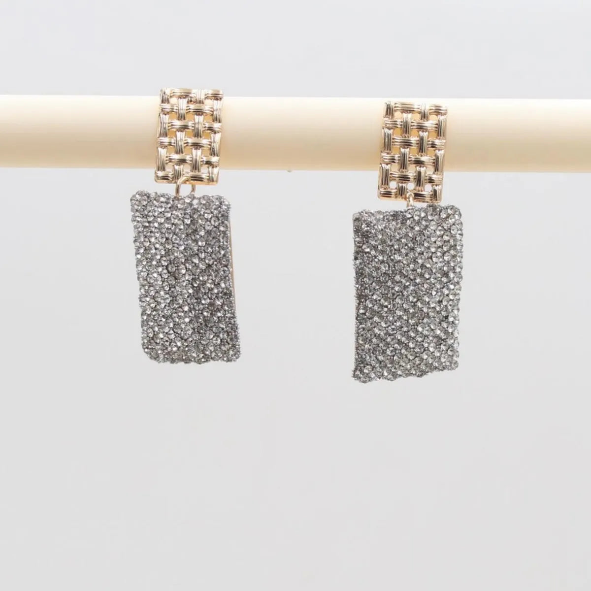 1 Pair Casual Simple Style Square Inlay Alloy Rhinestones Drop Earrings