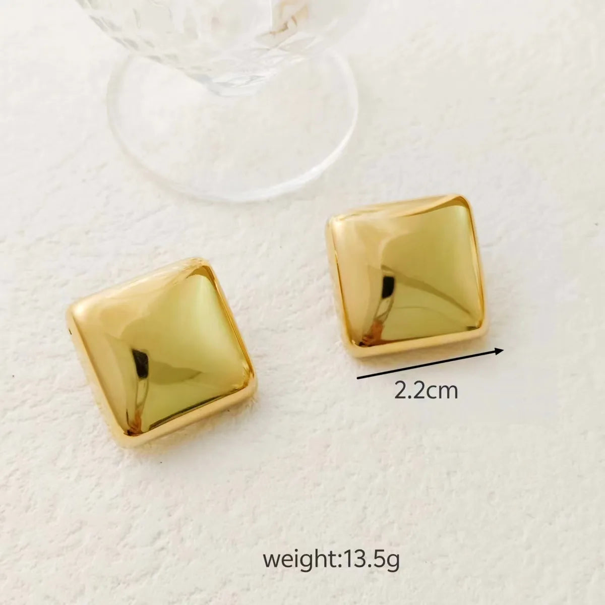 1 Pair Casual Simple Style Square Plating 304 Stainless Steel 18K Gold Plated Ear Studs