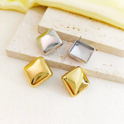 1 Pair Casual Simple Style Square Plating 304 Stainless Steel 18K Gold Plated Ear Studs