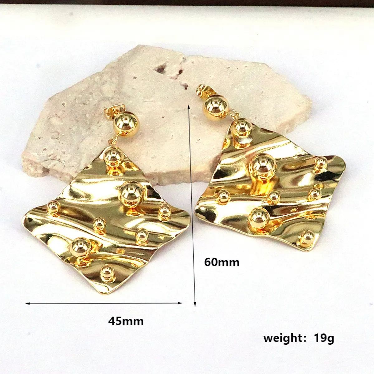 1 Pair Casual Simple Style Square Plating Copper 18k Gold Plated Drop Earrings