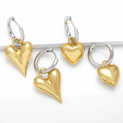 1 Pair Casual Simple Style Star Heart Shape Hollow Out Copper 18K Gold Plated Drop Earrings