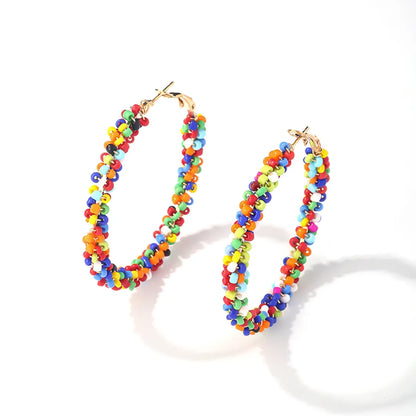 1 Pair Casual Simple Style Streetwear Geometric Round Plating Stainless Steel Hoop Earrings