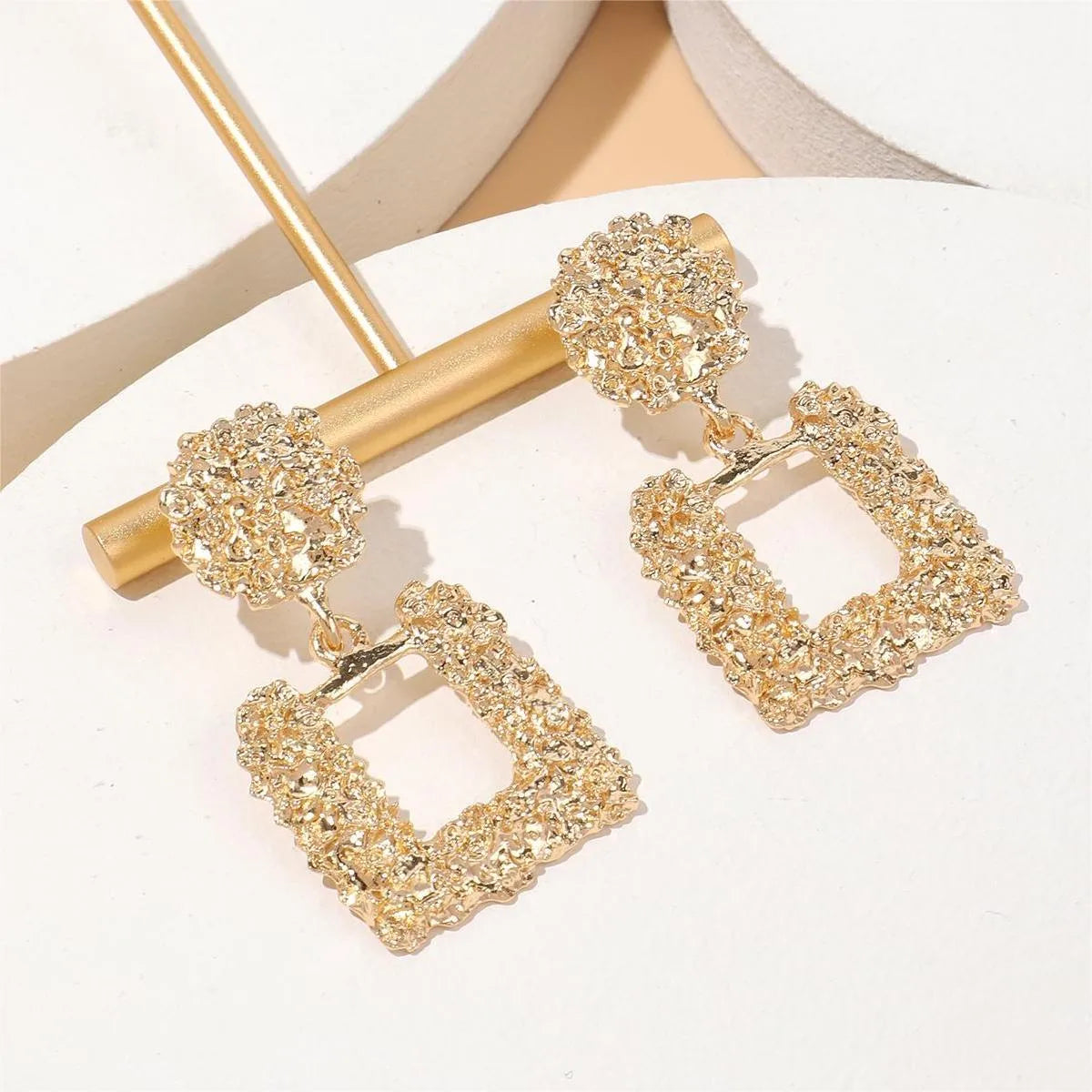 1 Pair Casual Simple Style Streetwear Square Inlay Zinc Alloy Rhinestones Drop Earrings