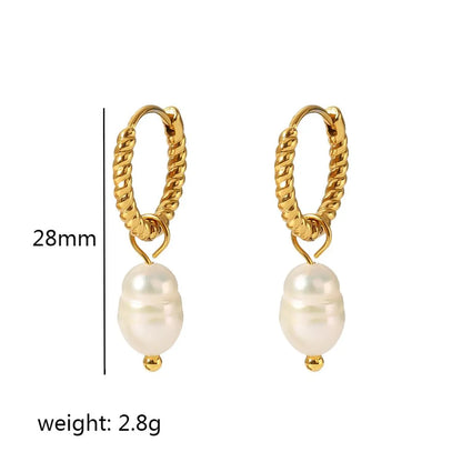 1 Pair Casual Simple Style Streetwear Twist Plating Inlay 304 Stainless Steel Zircon Earrings