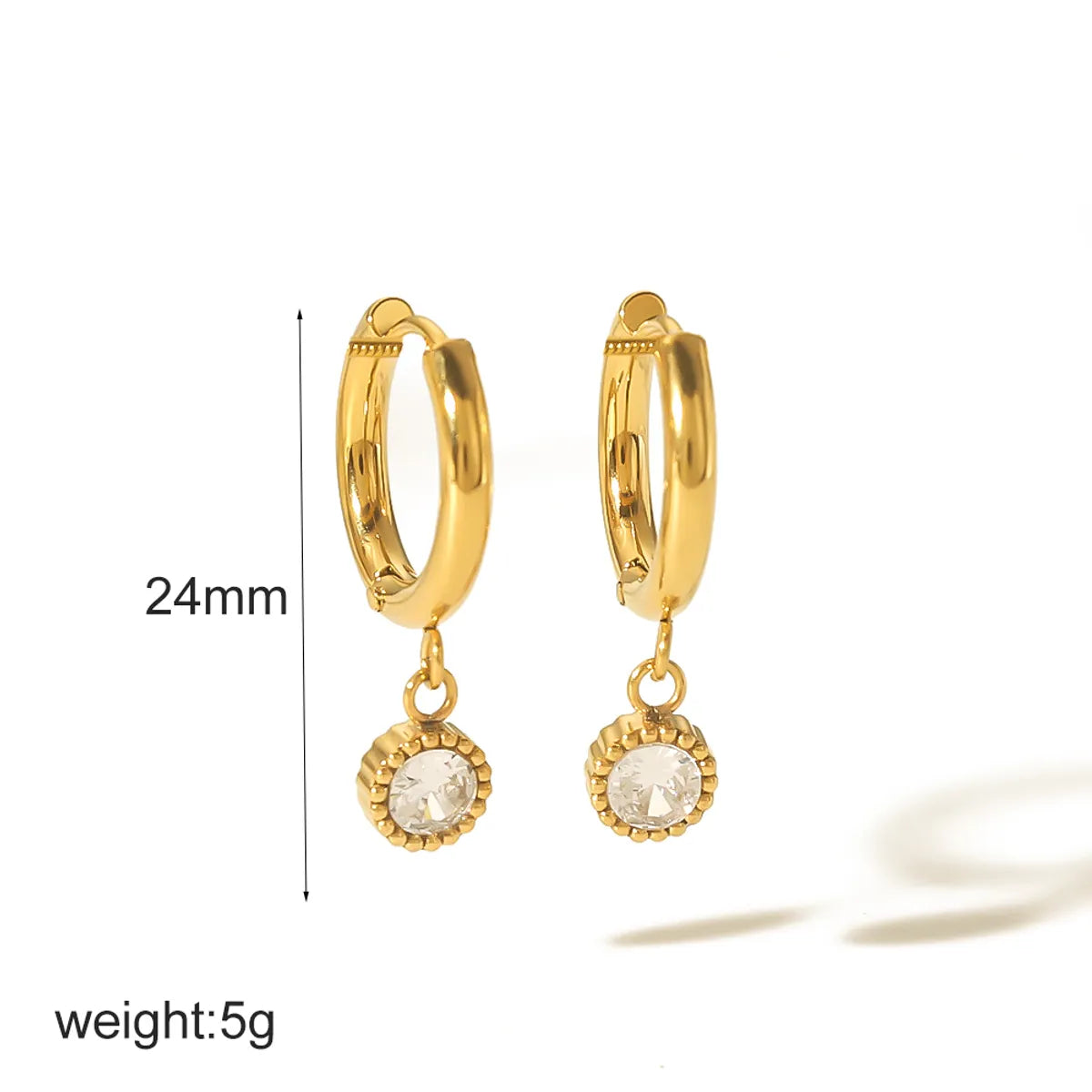 1 Pair Casual Simple Style Streetwear Twist Plating Inlay 304 Stainless Steel Zircon Earrings