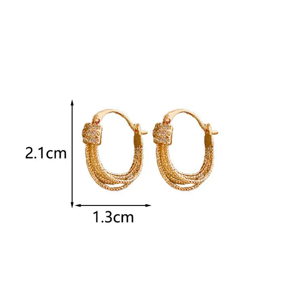 1 Pair Casual Simple Style Stripe Plating Inlay Copper Zircon 14K Gold Plated Earrings