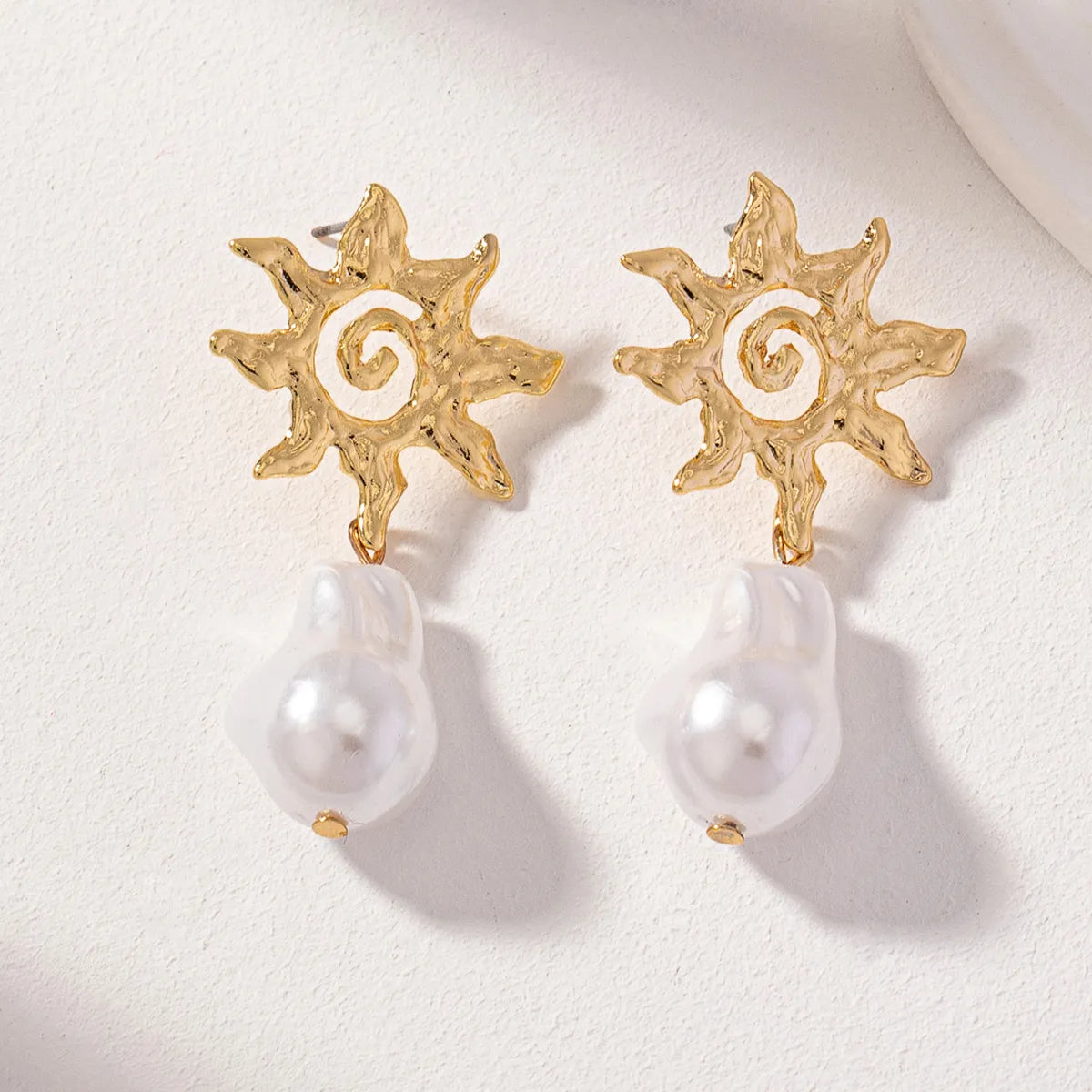 1 Pair Casual Simple Style Sun Pearl Alloy Drop Earrings