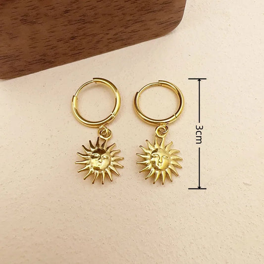 1 Pair Casual Simple Style Sun Solid Color 304 Stainless Steel 18K Gold Plated Drop Earrings