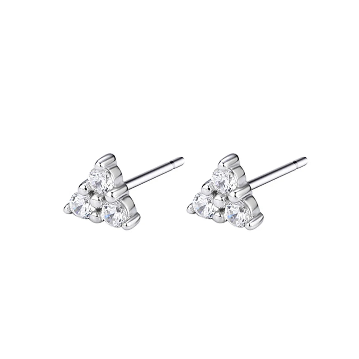 1 Pair Casual Simple Style Triangle Plating Inlay Sterling Silver Zircon Ear Studs