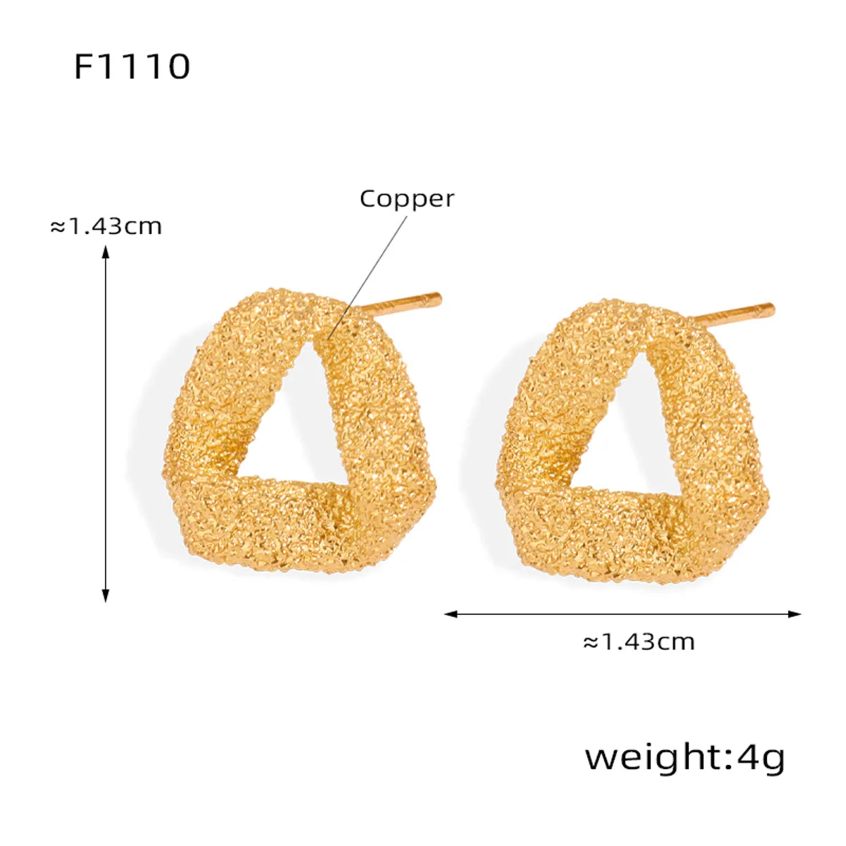 1 Pair Casual Simple Style Triangle Round Square Plating Copper 18k Gold Plated Ear Studs