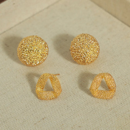 1 Pair Casual Simple Style Triangle Round Square Plating Copper 18k Gold Plated Ear Studs