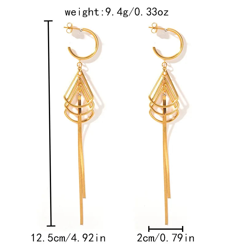 1 Pair Casual Simple Style Triangle Sector Plating 304 Stainless Steel 14K Gold Plated Drop Earrings