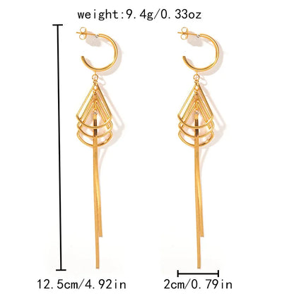 1 Pair Casual Simple Style Triangle Sector Plating 304 Stainless Steel 14K Gold Plated Drop Earrings