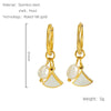 1 Pair Casual Simple Style Triangle Star Heart Shape Pearl Inlay Titanium Steel Shell 18K Gold Plated Drop Earrings