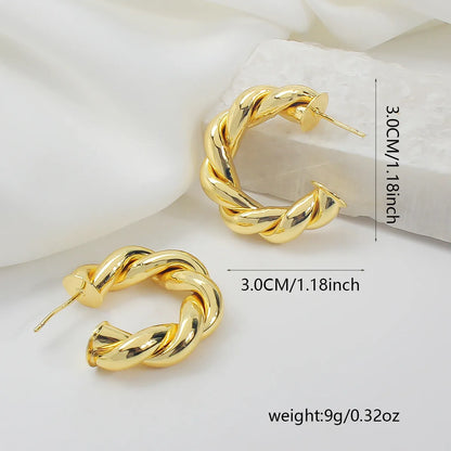 1 Pair Casual Simple Style Twist Plating Copper 18K Gold Plated Ear Studs