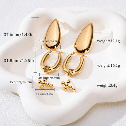 1 Pair Casual Simple Style U Shape Cross Water Droplets 304 Stainless Steel Earrings Ear Studs