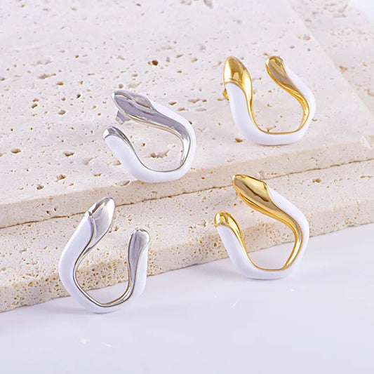 1 Pair Casual Simple Style U Shape Epoxy Titanium Steel Ear Studs