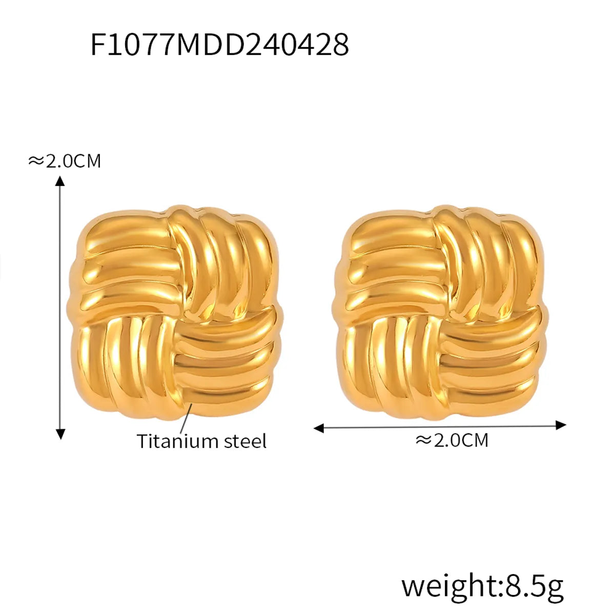 1 Pair Casual Simple Style U Shape Lines Plating 304 Stainless Steel 18K Gold Plated Ear Studs