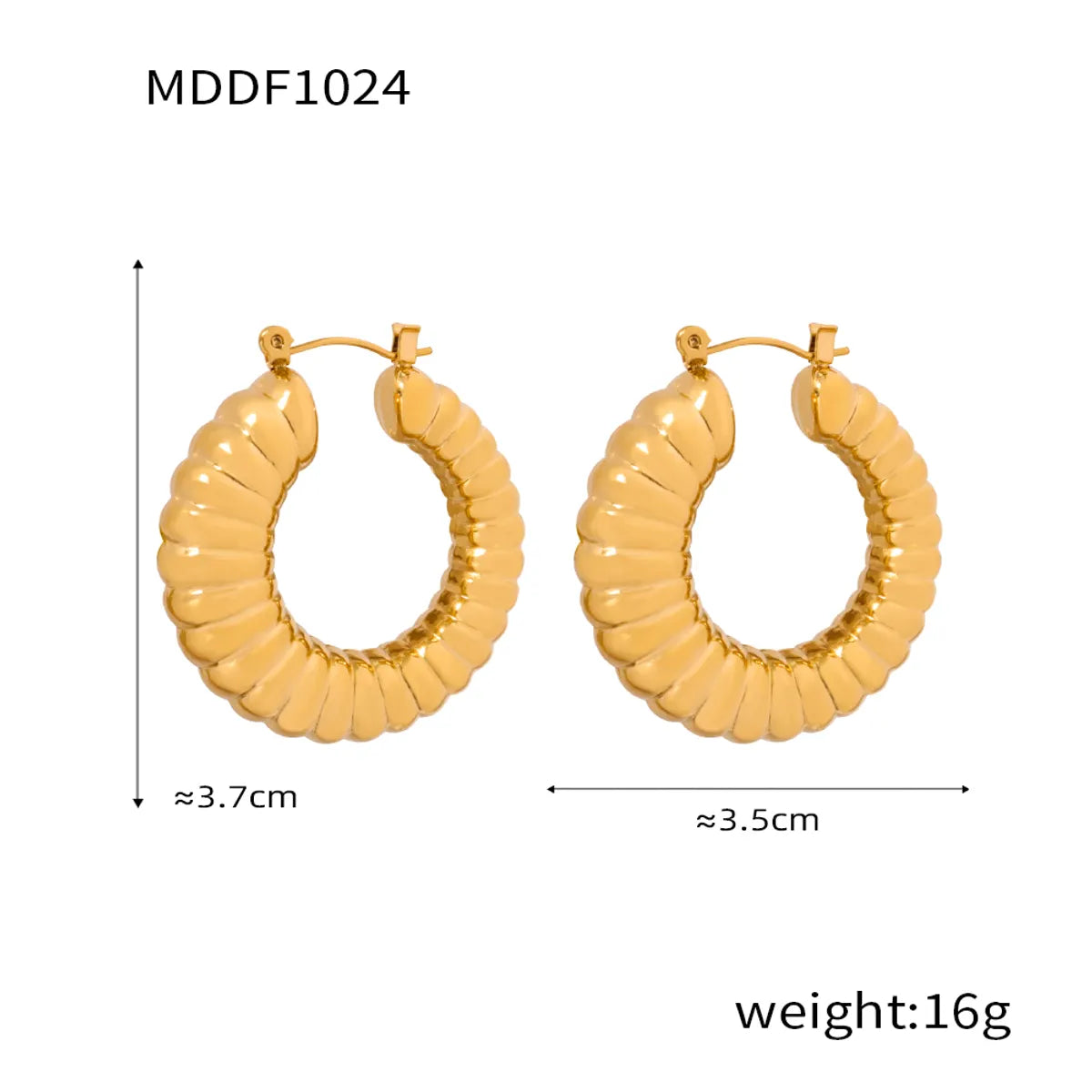 1 Pair Casual Simple Style U Shape Plating Carving Titanium Steel 18K Gold Plated Hoop Earrings