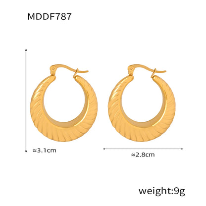 1 Pair Casual Simple Style U Shape Plating Carving Titanium Steel 18K Gold Plated Hoop Earrings