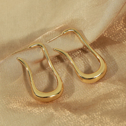 1 Pair Casual Simple Style U Shape Plating Copper 18k Gold Plated Ear Studs