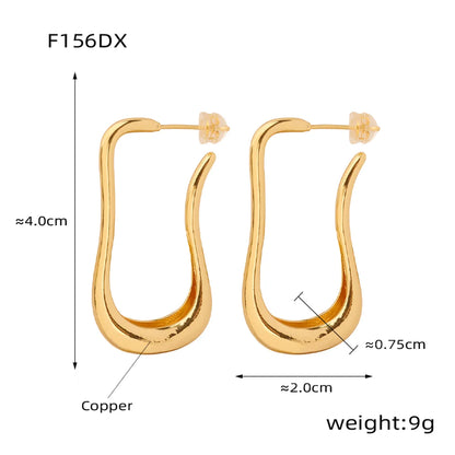 1 Pair Casual Simple Style U Shape Plating Copper 18k Gold Plated Ear Studs