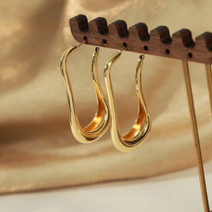 1 Pair Casual Simple Style U Shape Plating Copper 18k Gold Plated Ear Studs