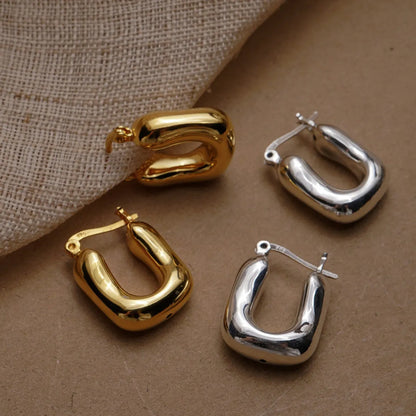 1 Pair Casual Simple Style U Shape Plating Copper Silver Plated Earrings