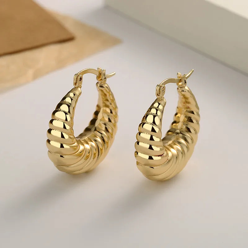 1 Pair Casual Simple Style U Shape Solid Color Plating Brass Earrings