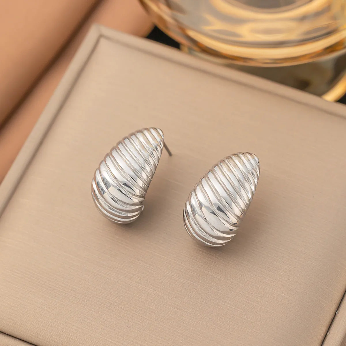 1 Pair Casual Simple Style Water Droplets Plating 304 Stainless Steel Ear Studs