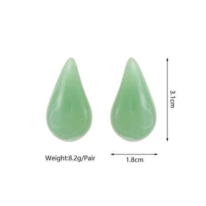 1 Pair Casual Simple Style Water Droplets Spray Paint Water Drop Resin Ear Studs