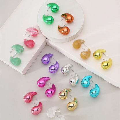 1 Pair Casual Simple Style Water Droplets Spray Paint Water Drop Resin Ear Studs