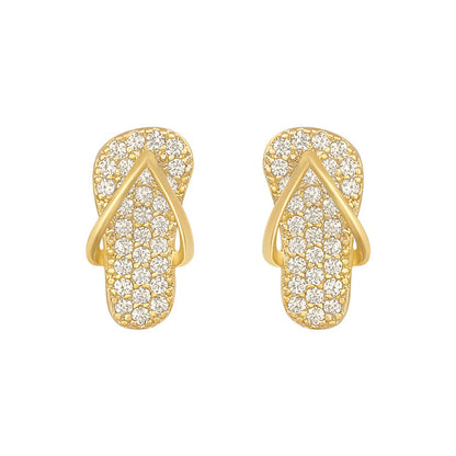 1 Pair Casual Slippers Inlay Alloy Rhinestones Ear Studs