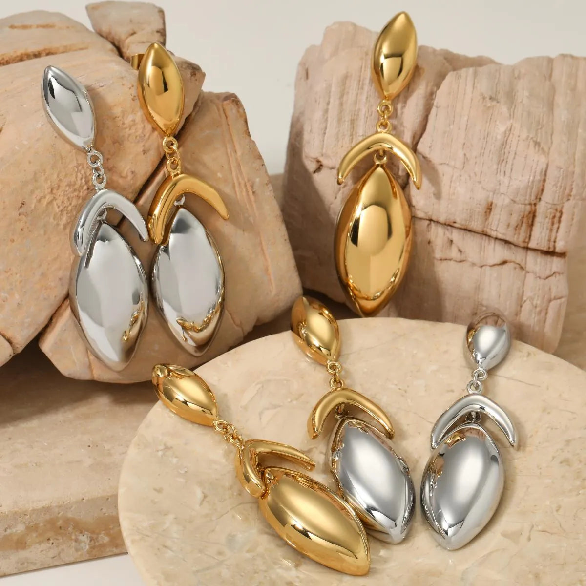 1 Pair Casual Solid Color Plating 304 Stainless Steel 16K Gold Plated White Gold Plated Gold Plated Drop Earrings