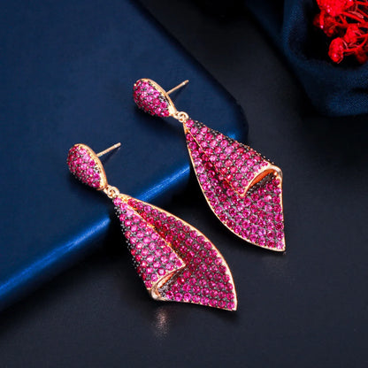 1 Pair Casual Solid Color Plating Inlay Copper Zircon Rhodium Plated Silver Plated Drop Earrings