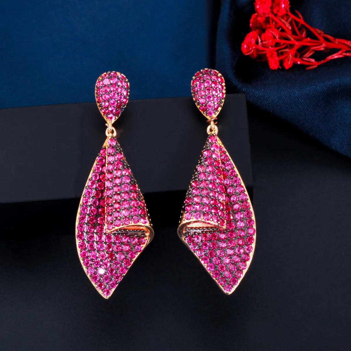 1 Pair Casual Solid Color Plating Inlay Copper Zircon Rhodium Plated Silver Plated Drop Earrings