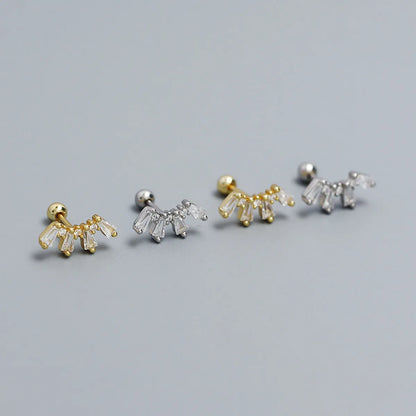 1 Pair Casual Solid Color Plating Inlay Sterling Silver Zircon Ear Studs