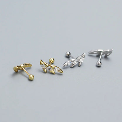 1 Pair Casual Solid Color Plating Inlay Sterling Silver Zircon Ear Studs