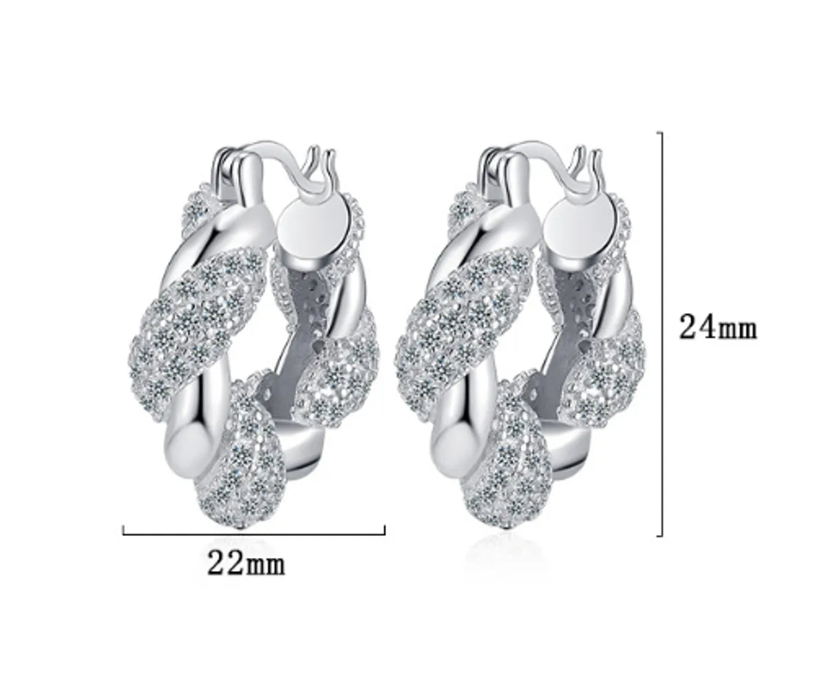 1 Pair Casual Solid Color Plating Inlay Sterling Silver Zircon White Gold Plated Earrings