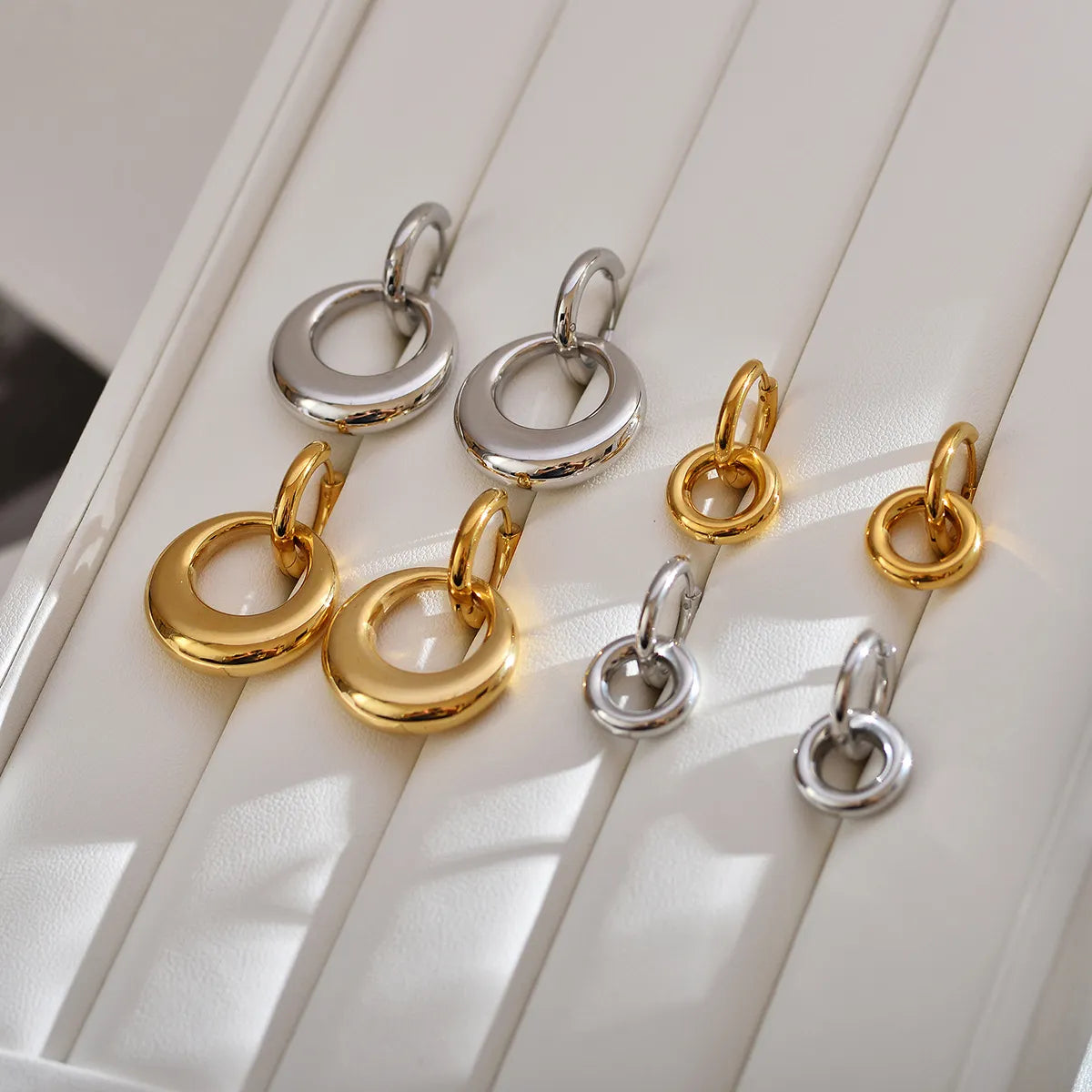 1 Pair Casual Solid Color Stainless Steel Drop Earrings