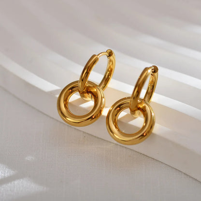 1 Pair Casual Solid Color Stainless Steel Drop Earrings