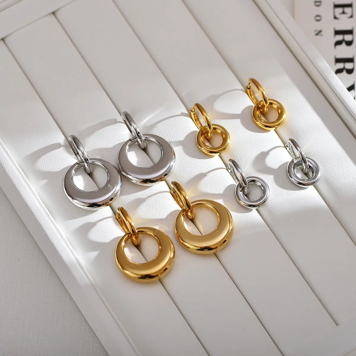 1 Pair Casual Solid Color Stainless Steel Drop Earrings